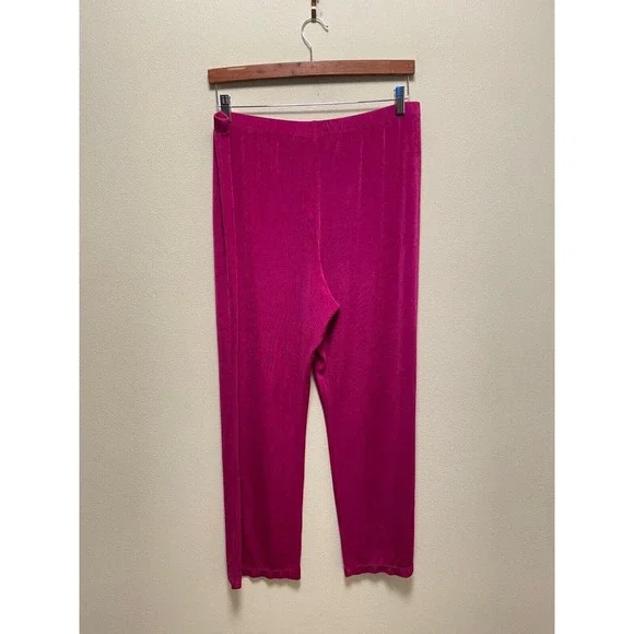 Chico's Travelers Womens Wide Leg Pants Sz XL 3 Fuschia High Rise Slinky Stretch - Picture 2 of 8